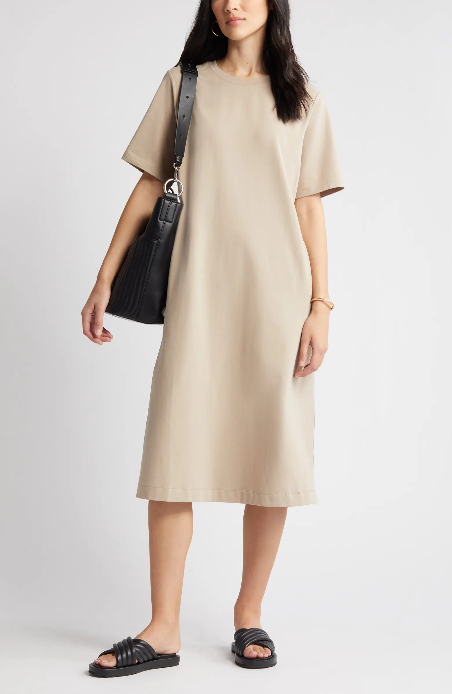 Stretch Cotton Midi T-Shirt Dress | Nordstrom