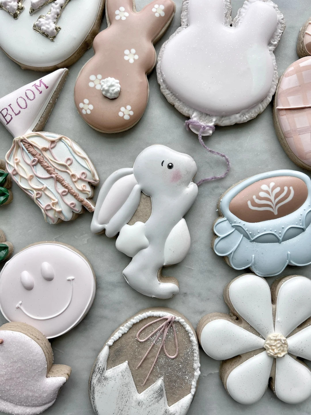 Bunny Holding Balloon One Dozen Assorted Easter Cookies - Etsy | Etsy (US)