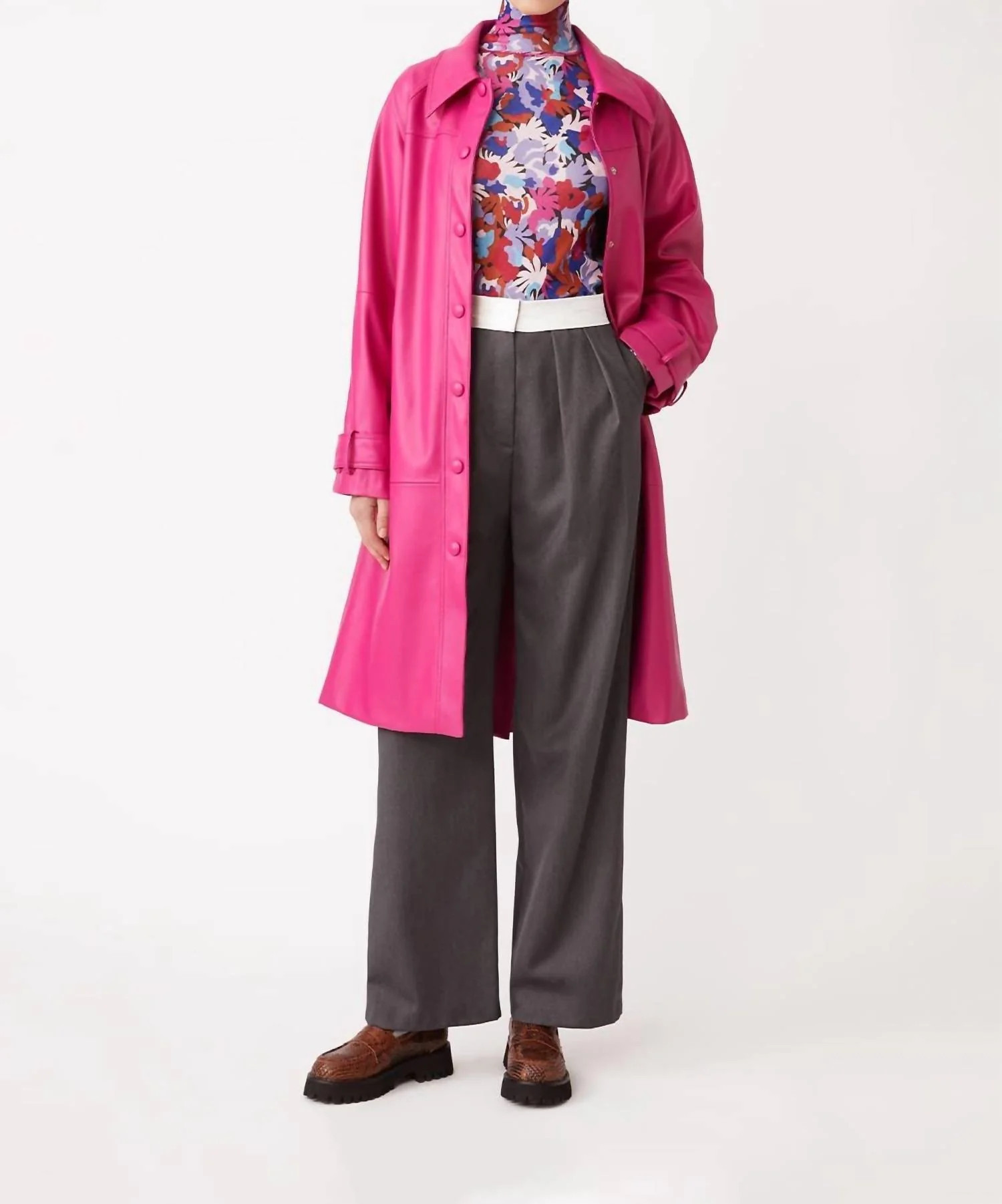 Eddy Trench Coat In Fuschia | Shop Simon