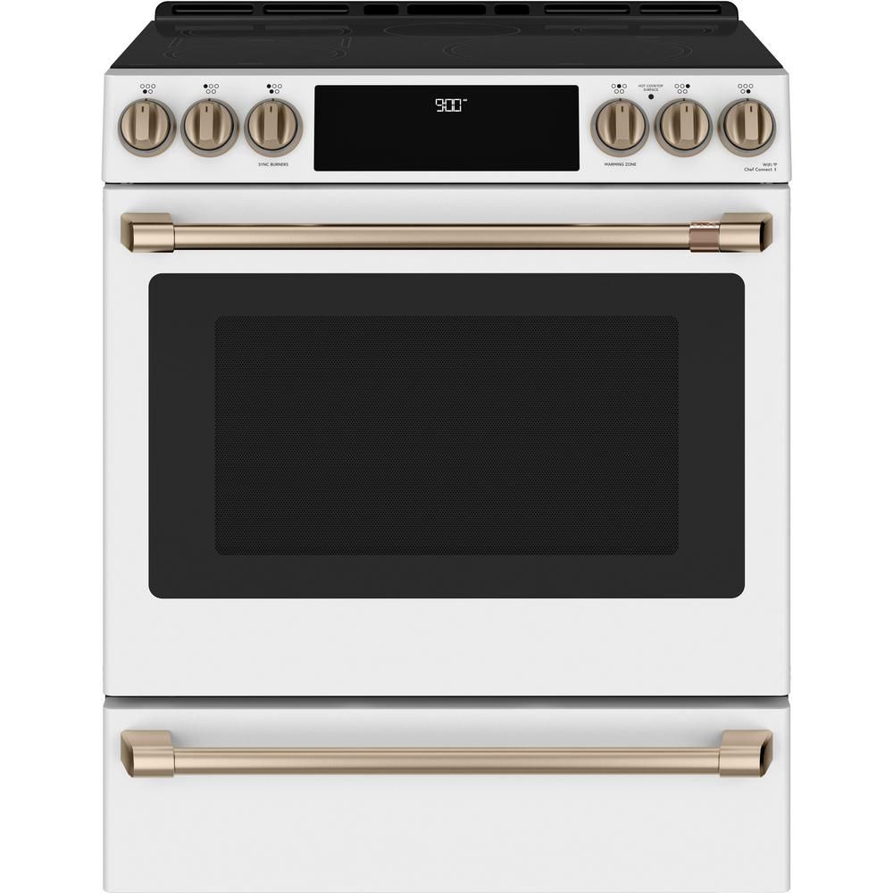 30 in. 5.7 cu. ft. Slide-In Electric Range with Self Cleaning Convection Oven in Matte White, Fin... | The Home Depot