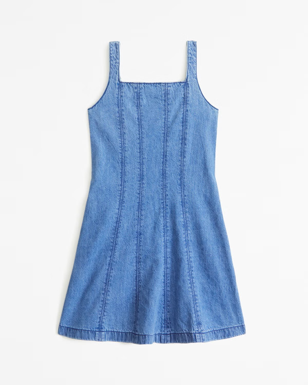 denim seamed mini dress | Abercrombie & Fitch (US)