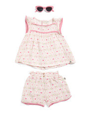 Toddler Girls 2pc Berry Blouse And Shorts Set With Sunglasses | Easter Gifts | Marshalls | Marshalls