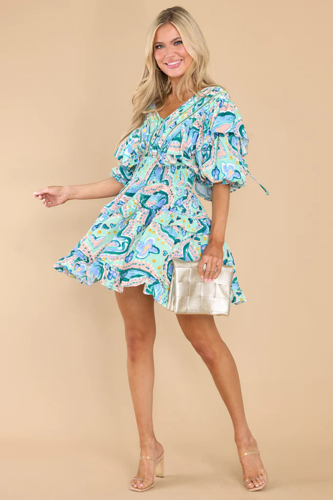 Perla Paisley Hearts Mint Dress | Red Dress 