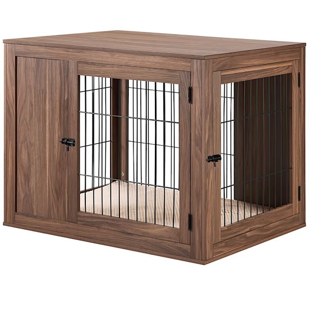 UniPaws Wooden End Table Dog Crate in Walnut, 41" L X 28.5" W X 31" H | Petco