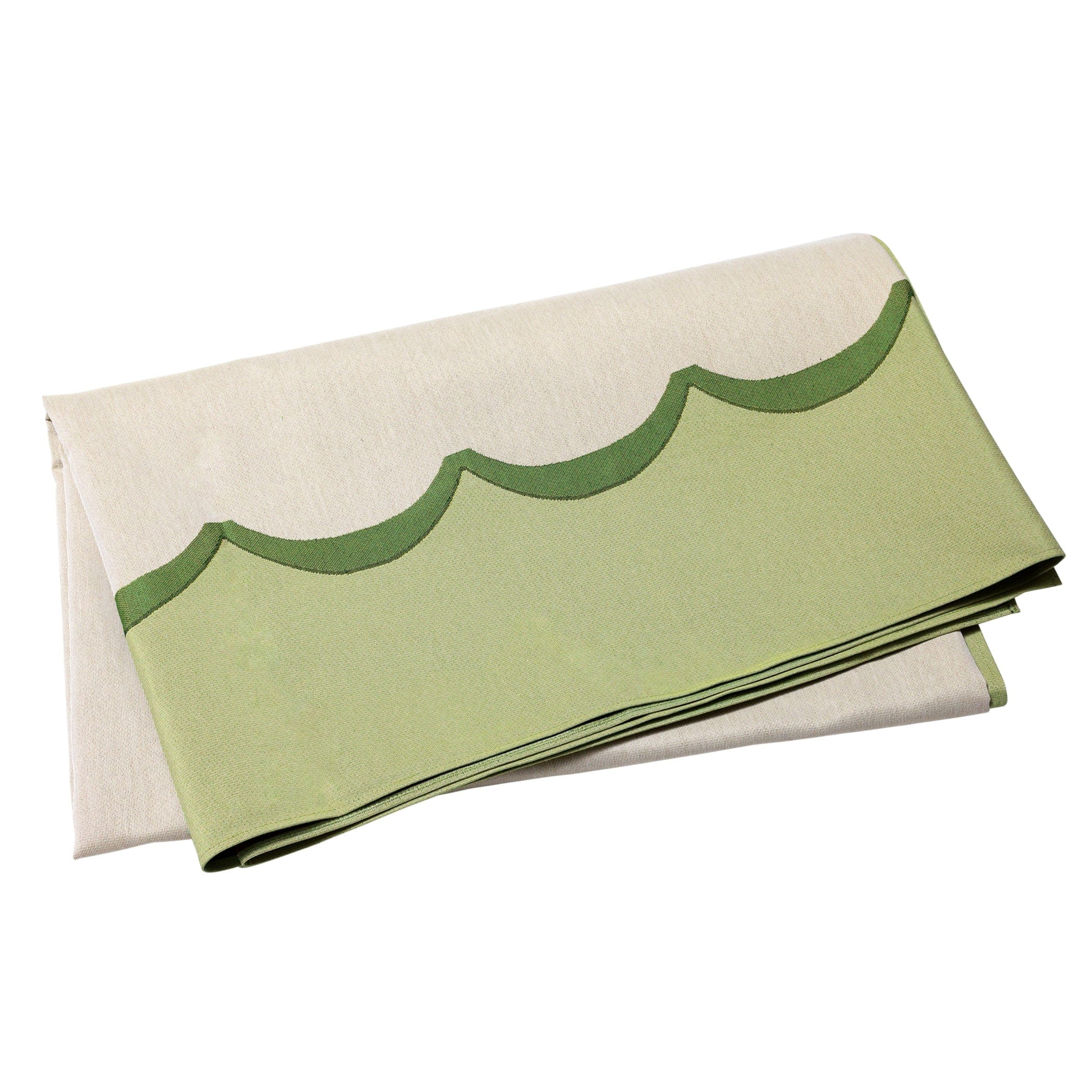 Tavola Green Scalloped Tablecloth | VIETRI
