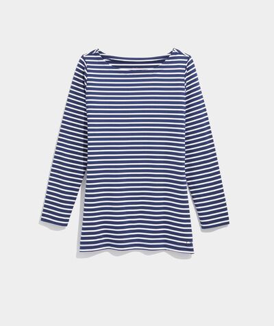 Striped Sankaty Boatneck Simple Tee | vineyard vines