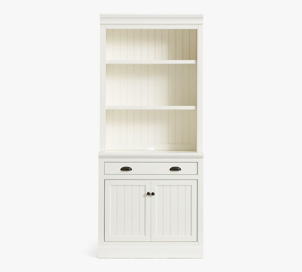 Aubrey Wide Bookcase with Doors, Dutch White, 36"L x 84"H | Pottery Barn (US)