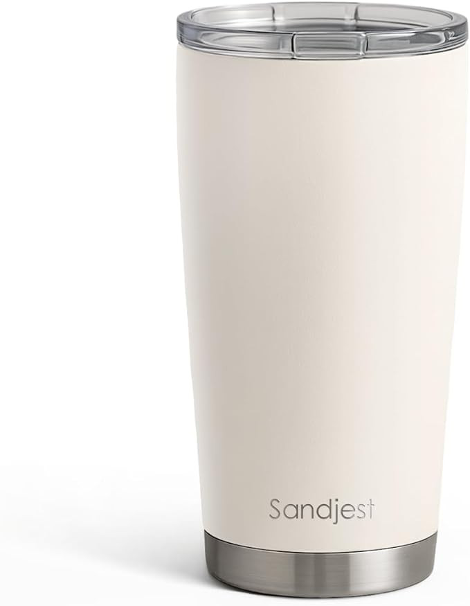 SANDJEST Beige Tumbler 20oz Stainless Steel Double Wall Vacuum Insulated, Travel Coffee Cup, Gift... | Amazon (US)