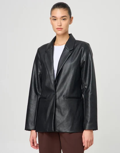 Faux Leather Blazer in Black | Glassons | Glassons (Australia)