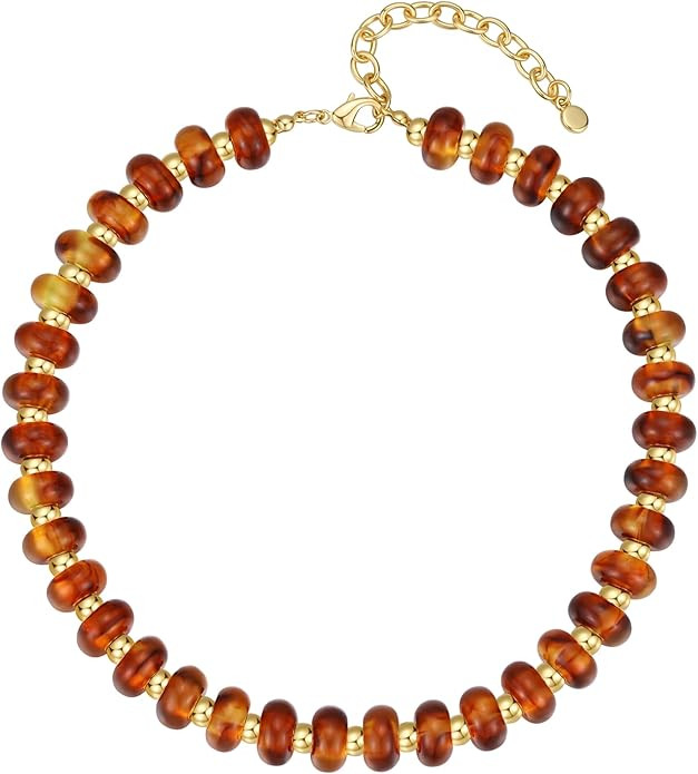 GZQ Chunky Colorful Resin Beaded Necklace for Women, Adjustable Boho Statement Choker Necklace Su... | Amazon (US)