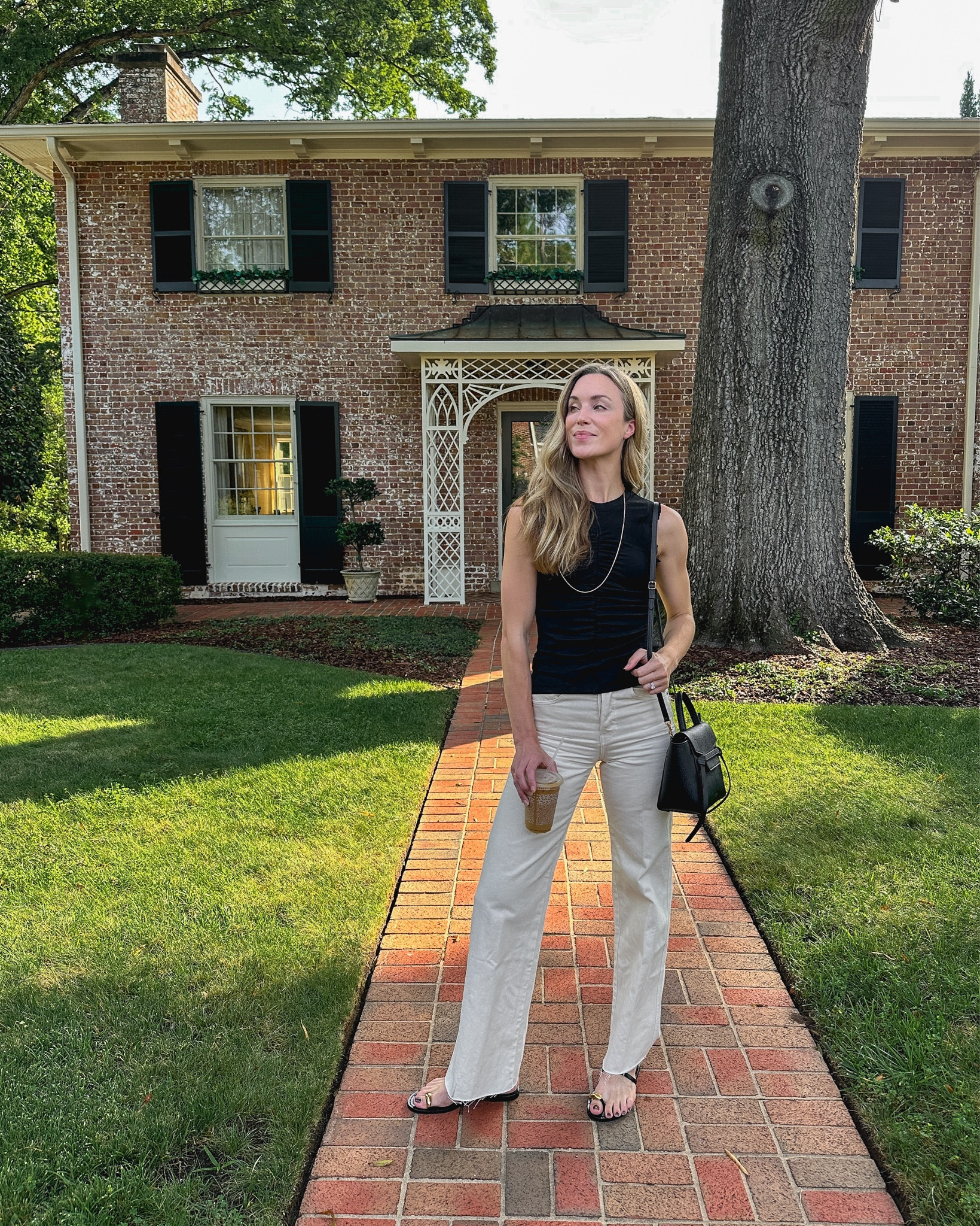 Size XS top, size 25 jeans, sandals run TTS. Similar, less expensive pieces linked to recreate this look!

#endofsummeroutfit #minimalistoutfit #minimaliststyle #offwhitejeans #blacktop #goldnecklace #blackcrossbodybag 

#LTKSeasonal #LTKShoeCrush #LTKFindsUnder100