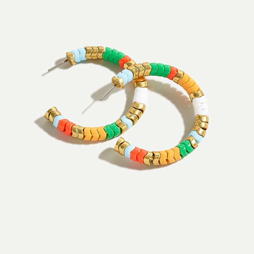 Stacked zigzag bead hoop earrings | J. Crew US