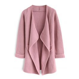 Just Knitted Open Coat in Pink | Chicwish