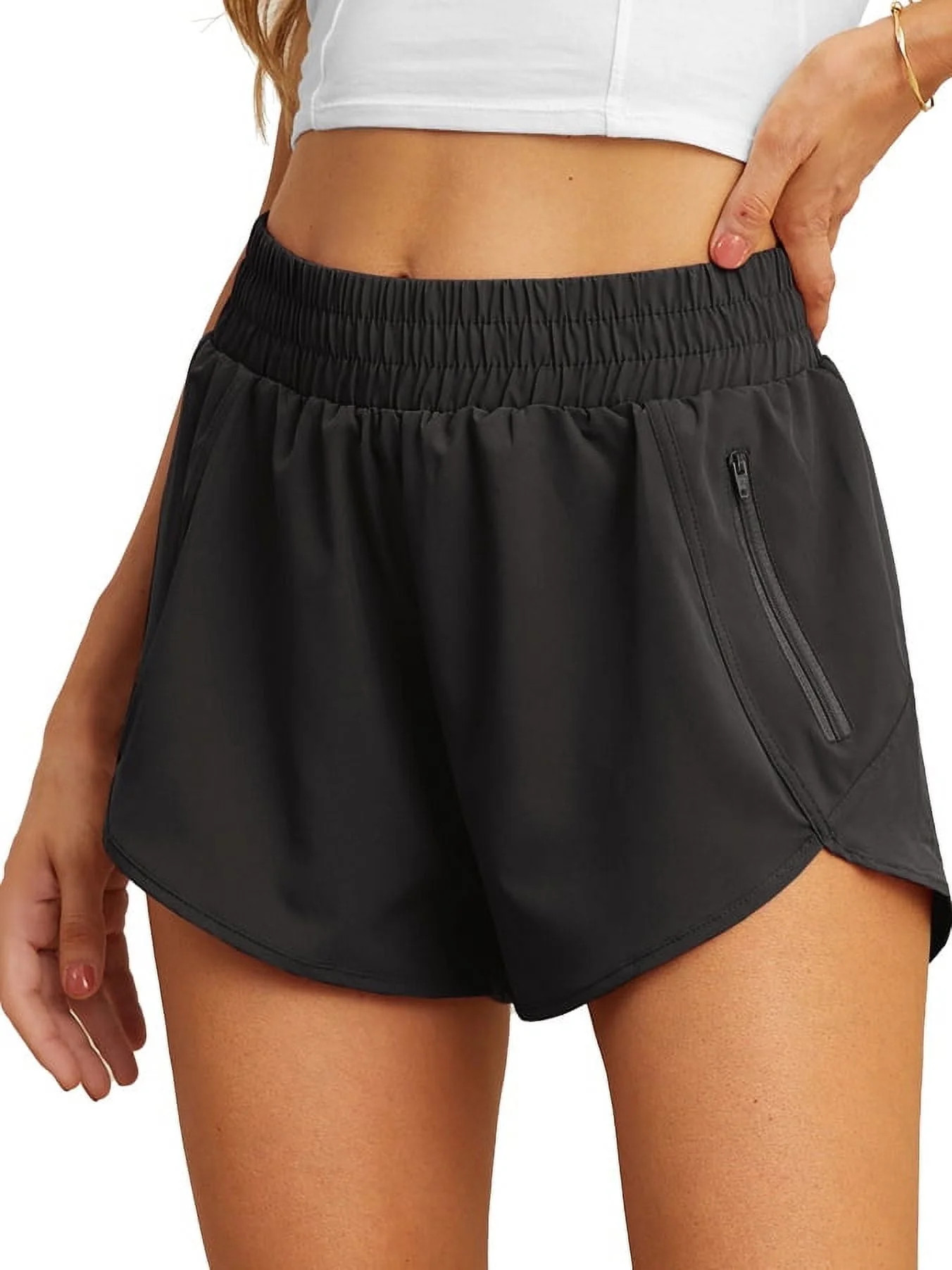 Cueply Women's Running Shorts High Waisted Athletic Gym Workout Shorts with Liner Zipper Pockets | Walmart (US)