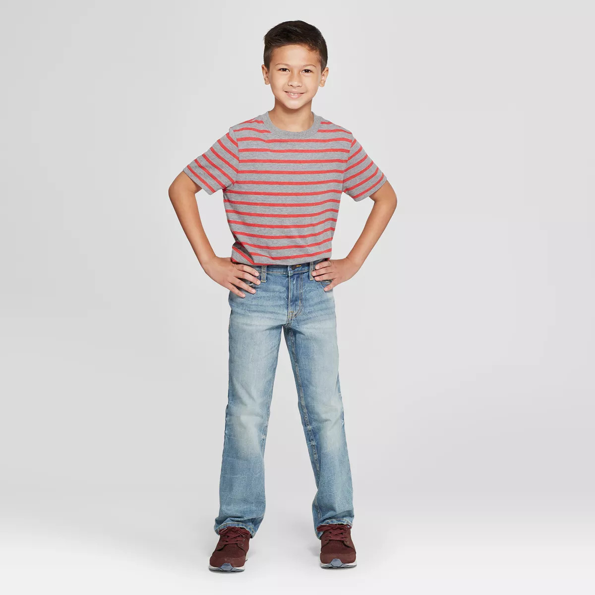 Boys' Stretch Straight Jeans - Cat & Jack™ Medium Blue Wash 10: Mid Rise, Adjustable Waistband,... | Target