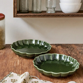 Green Scalloped Baking Dish