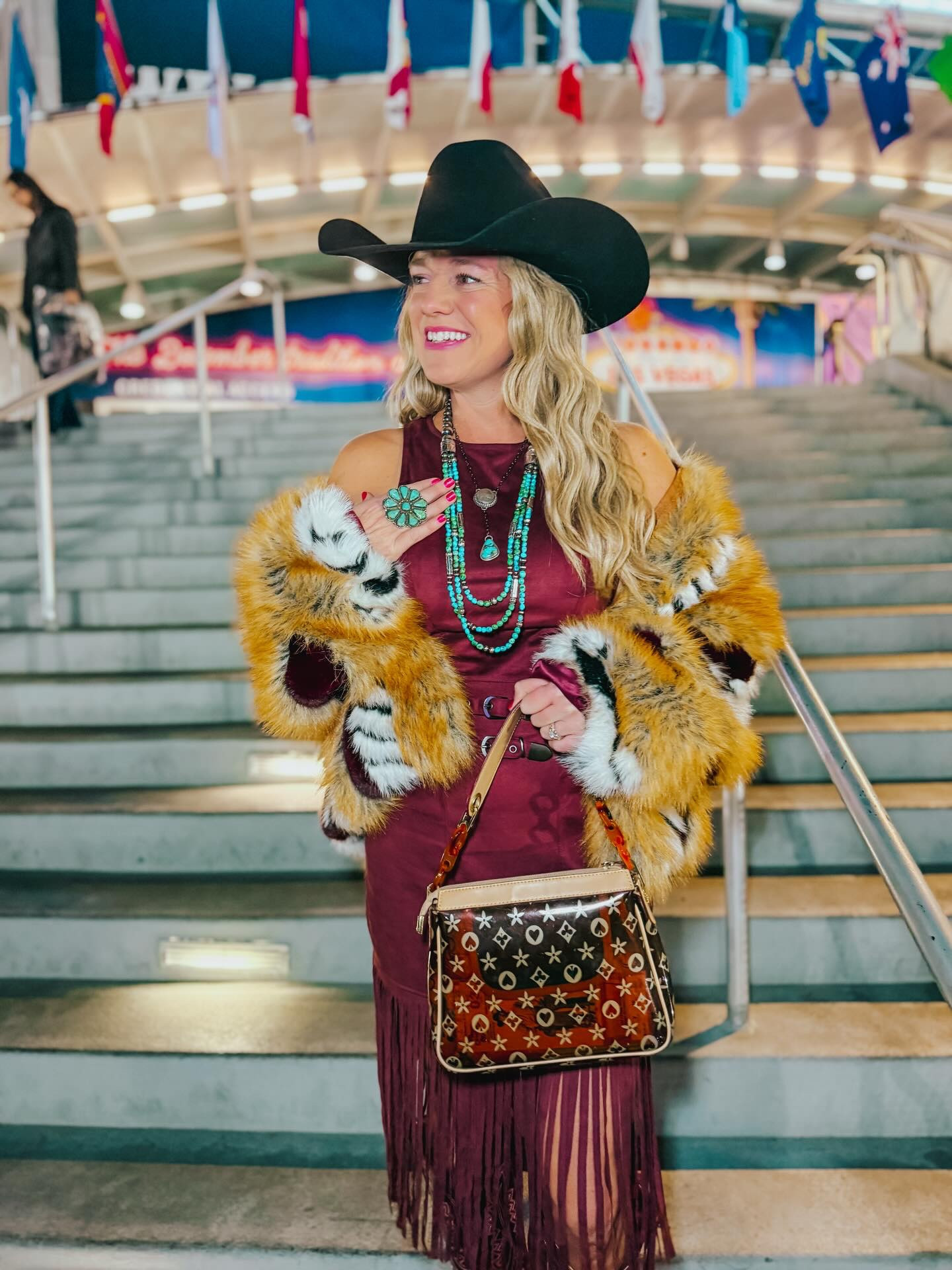 NFR Outfit for the Rodeo 🎰
Tonight’s rodeo look details:
Dress, Coat and Boots: @cavenders 
Jewelry: @shopvintagewest_ 
Ring: @southernsouldesigns_ 
Thank you Cavenders for this amazing outfit! 
#nfr #nfrfashion #nfrstyle #nfroutfit #westernfashion #westernstyle #westernlifeandstyle