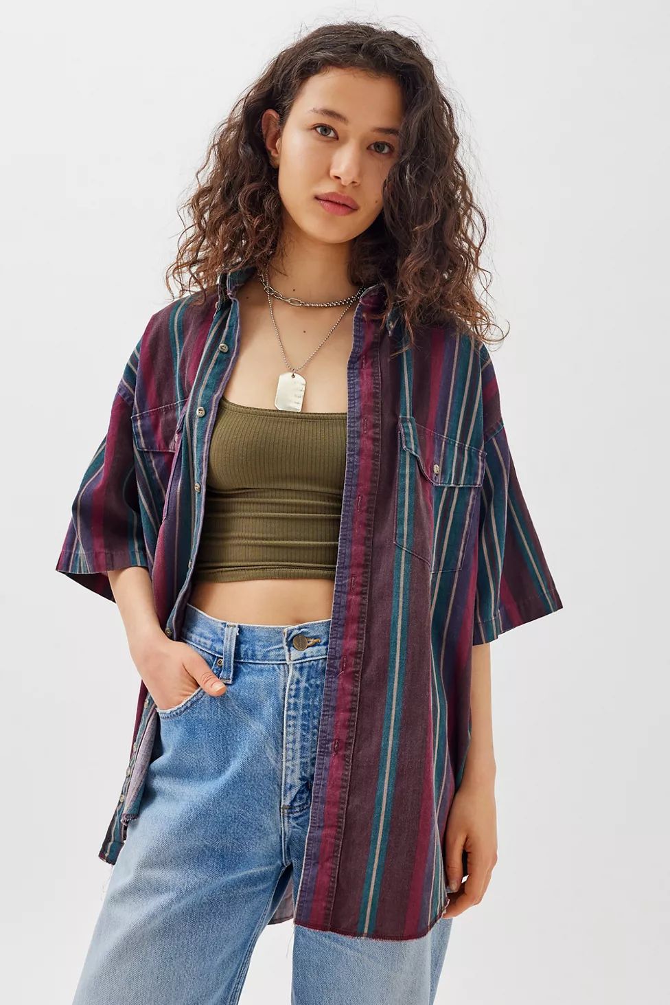 Urban Renewal Vintage Oversized Wide Stripe Shirt | Urban Outfitters (US and RoW)