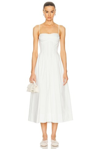 SIMKHAI Kittiya Sleeveless Midi Dress in White | FWRD | FWRD 