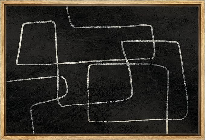 wall26 Framed Canvas Print Wall Art Swirling Line Art with Black Background Abstract Shapes Illus... | Amazon (US)