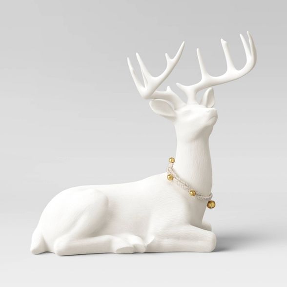 Large White Flocked Sitting Deer - Threshold&#8482; | Target