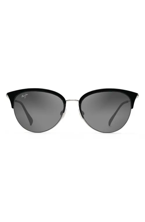 Maui Jim Olili 53mm Gradient PolarizedPlus2® Cat Eye Sunglasses in Black Gloss at Nordstrom | Nordstrom