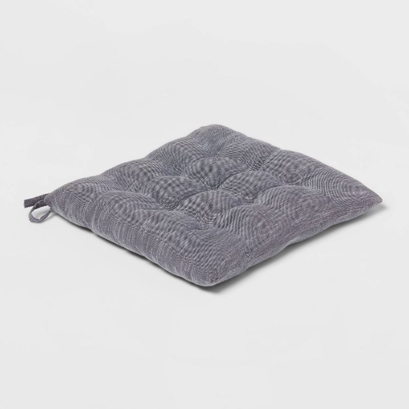 Chambray Stripe Chair Pad Gray - Threshold&#8482; | Target