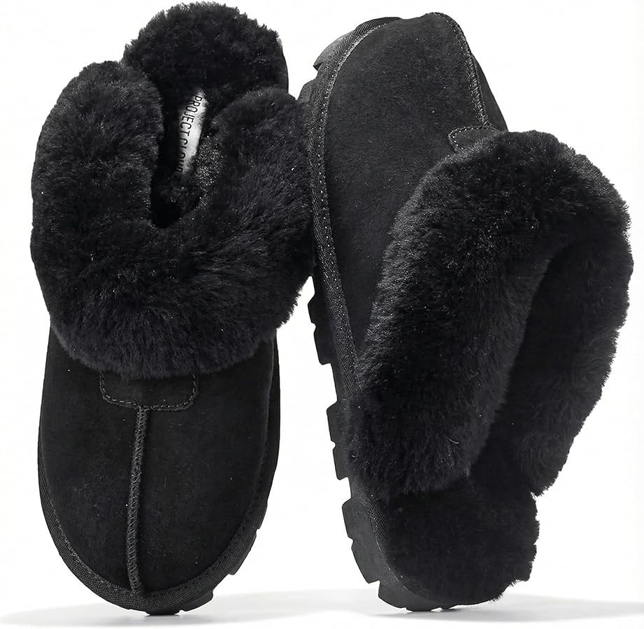 Project Cloud 100% Genuine Leather & Australian Shearling Slippers for Women - Cozy Memory Foam W... | Amazon (US)