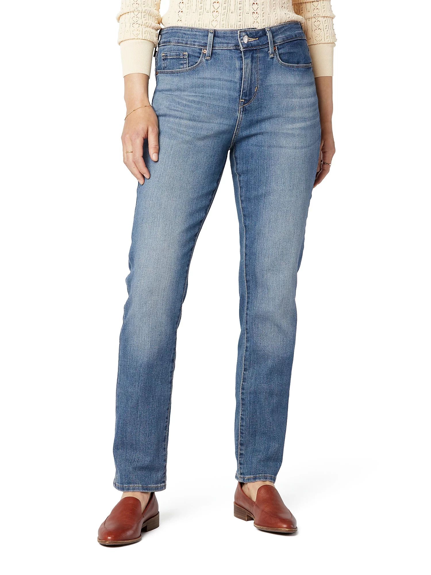 Signature by Levi Strauss & Co. Women's Mid Rise Modern Straight Jeans - Walmart.com | Walmart (US)