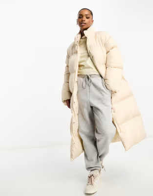 ASOS DESIGN longline puffer coat in cream | ASOS (Global)