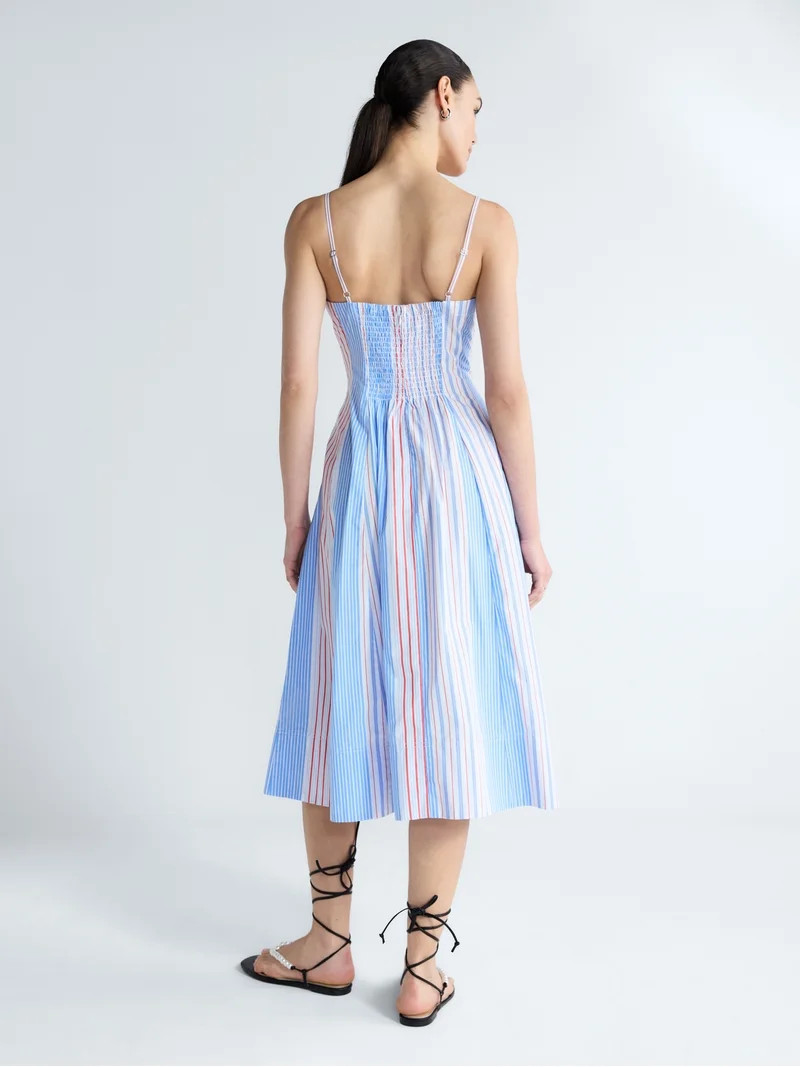 Free Assembly Women's and Women's Plus Sleeveless Cotton Panel Midi Dress, Sizes XS-4X | Walmart (US)