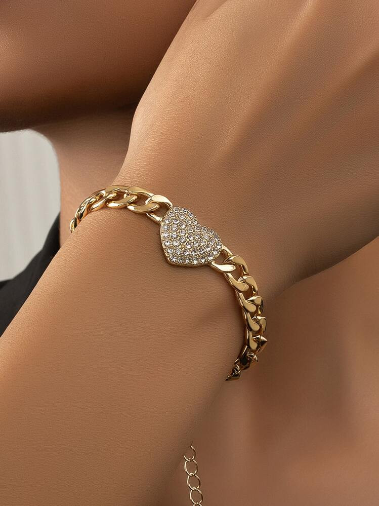 Rhinestone Heart Decor Bracelet | SHEIN