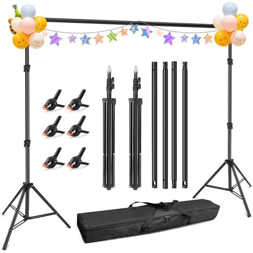Hemmotop Photo Backdrop Stand, 10x7 ft Background Stand for Photoshoot, Adjustable Backdrops Support kit with Carry Bag for Parties, Photography, Projector Screen, Wedding, Decoration, Balloons | Amazon (US)
