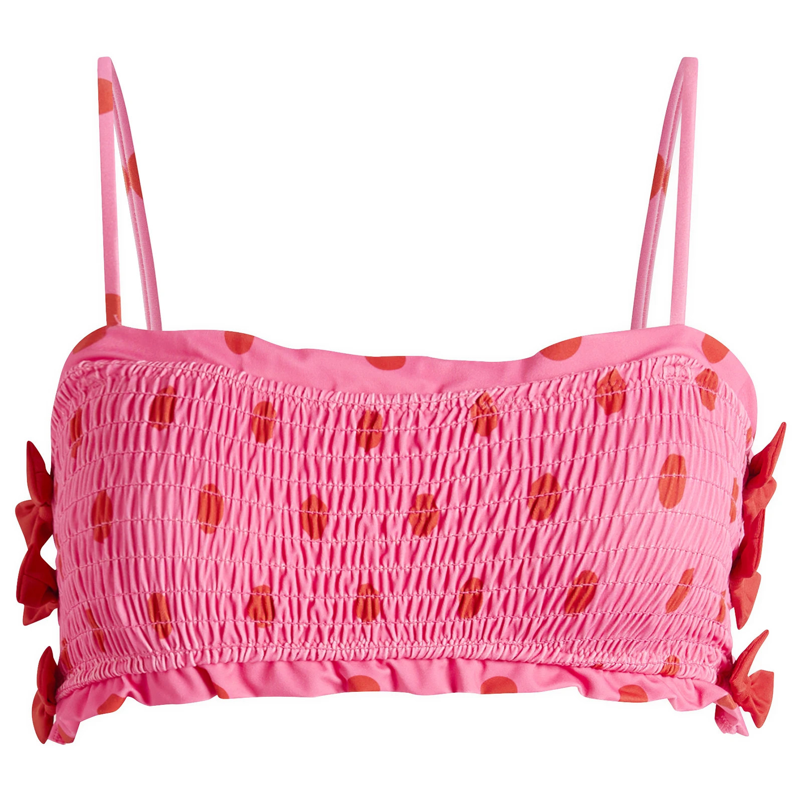 Damson Madder Women's Shirred Bow Bikini Top in Pink, Size UK 14 | END. Clothing