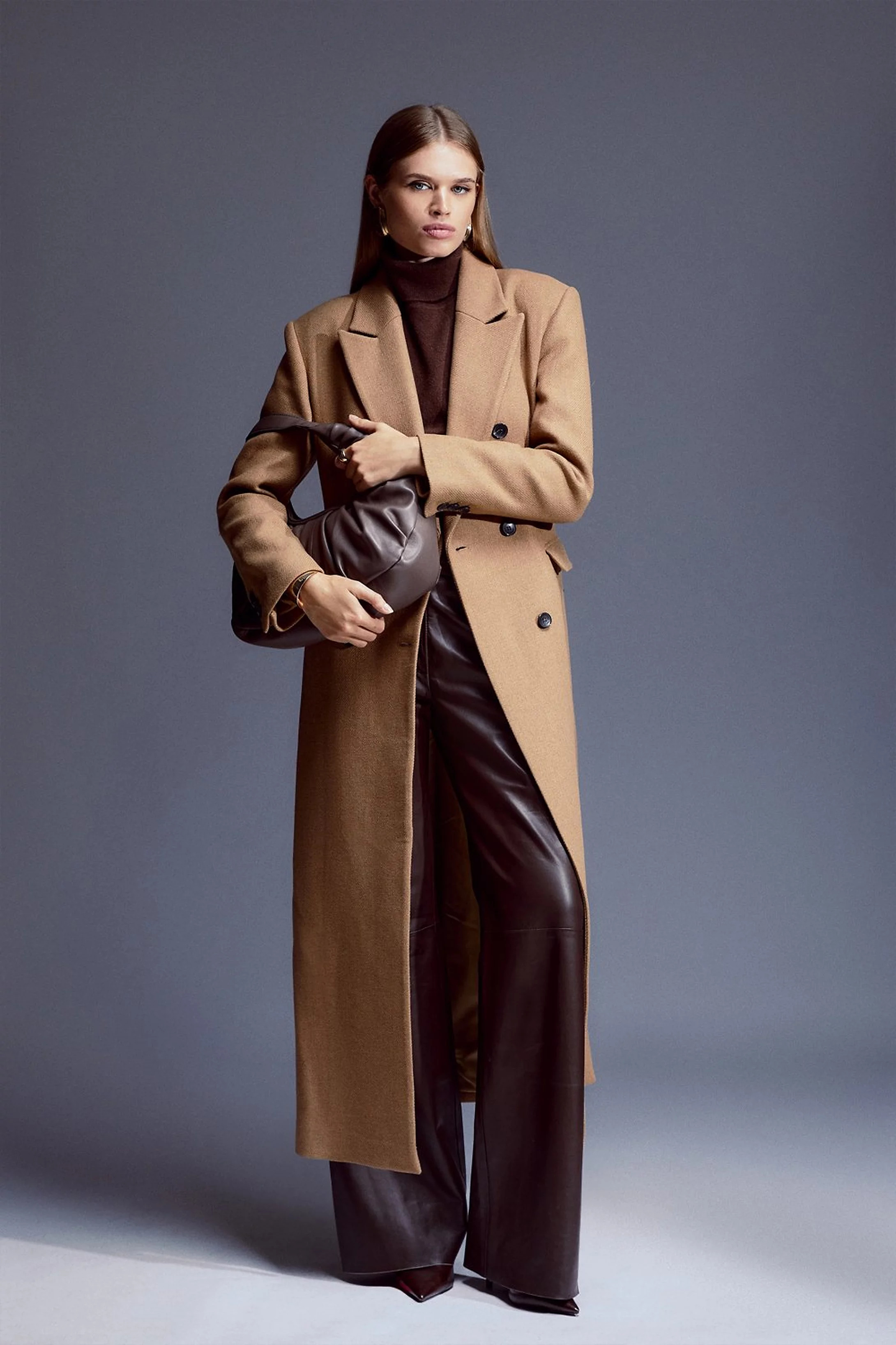 Italian Manteco Wool Maxi Double Breasted Tailored Coat | Karen Millen UK + IE + DE + NL