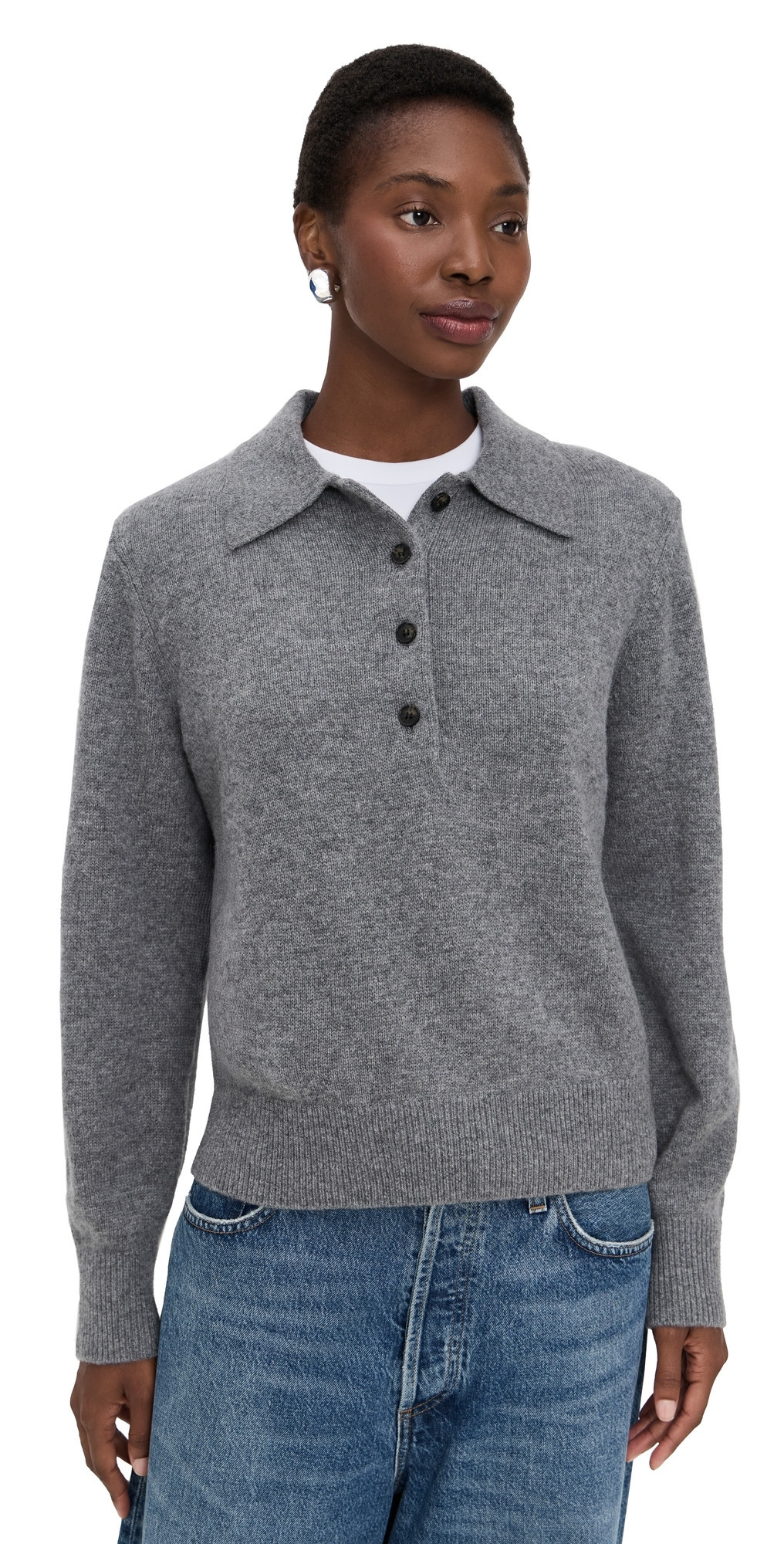 Sold Out NYC The Cashmere Polo in Heather Grey Heather Grey L | Shopbop