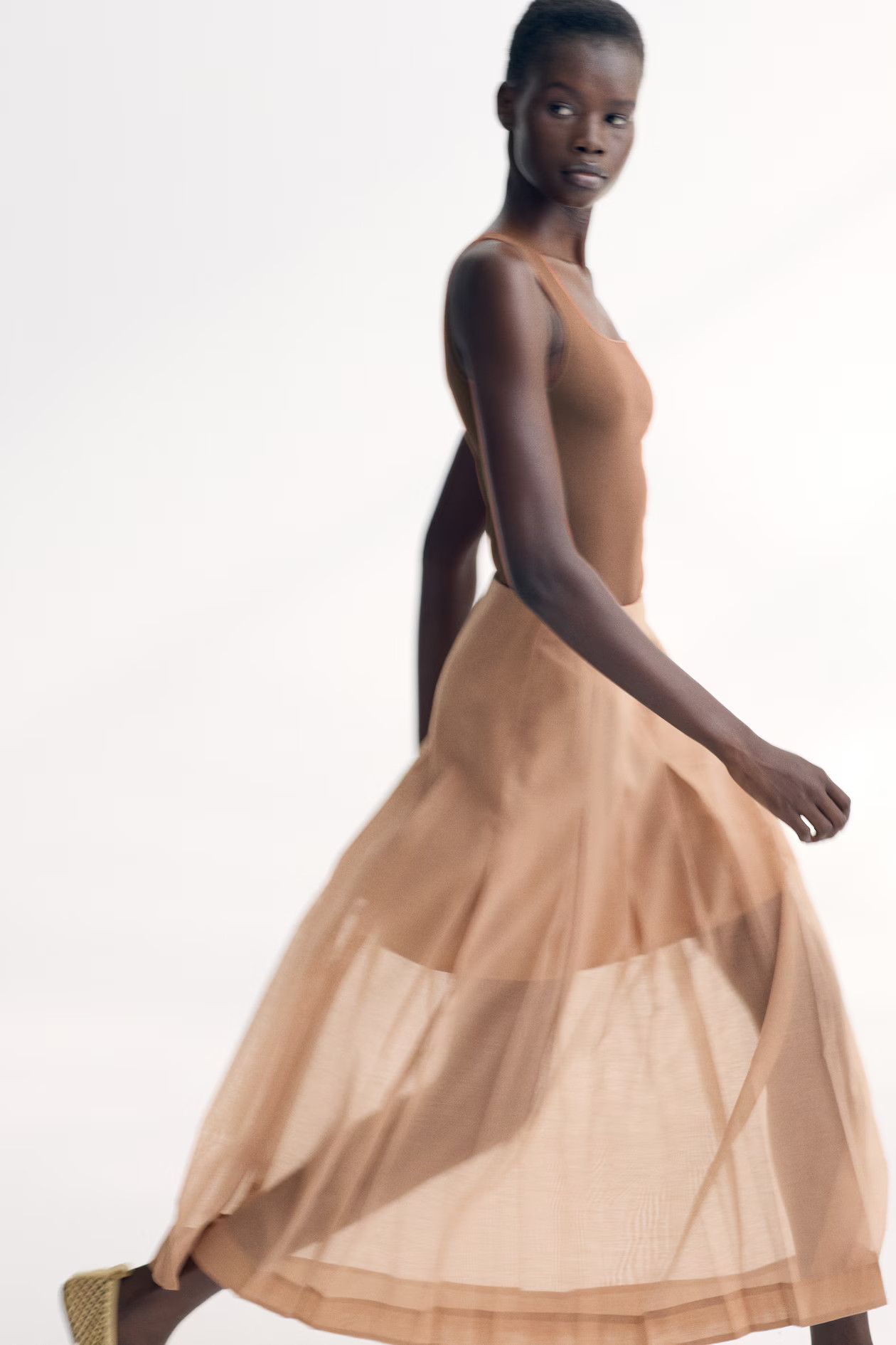 Sheer Pleated Skirt - Dark beige - Ladies | H&M US | H&M (US + CA)