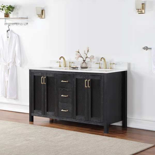 Frankowski 60'' Double Bathroom Vanity with Cultured Marble Top | Wayfair North America