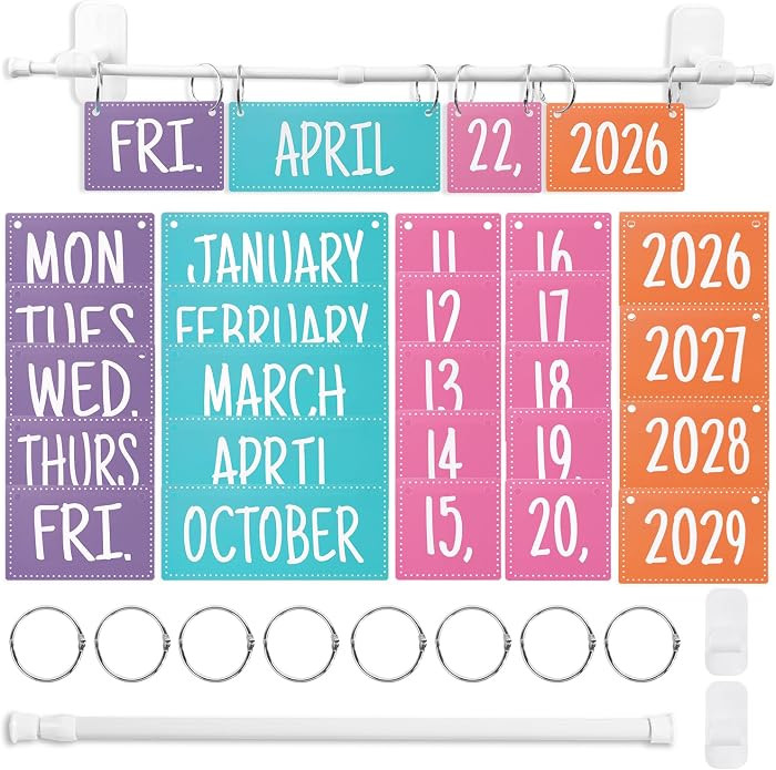 Rainbow Flip Calendar Bulletin Board Set Colorful Flip Calendar with Adjustable Holder 54 Date Ca... | Amazon (US)
