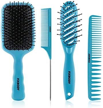 FIXBODY 4PCS Paddle Hair Brush, Detangling Brush and Hair Comb Set for Men and Women, Great On We... | Amazon (US)