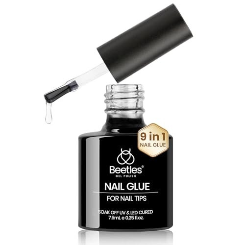 Beetles 9 in 1 Nail Glue Gel for Nail Tips and Clear Acrylic Nails Long Lasting, Curing Needed UV Extension Glue for False Nail Tips and Press on Nails, Spring Nail Art | Amazon (US)