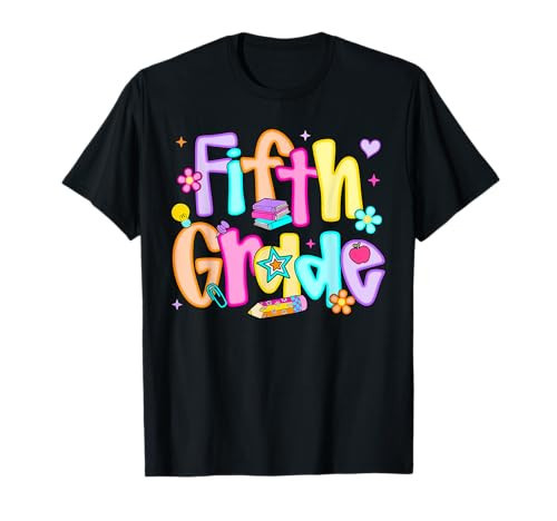 Preppy Fifth Grade Back to School 5th Grade Teacher Girl Boy T-Shirt | Amazon (US)
