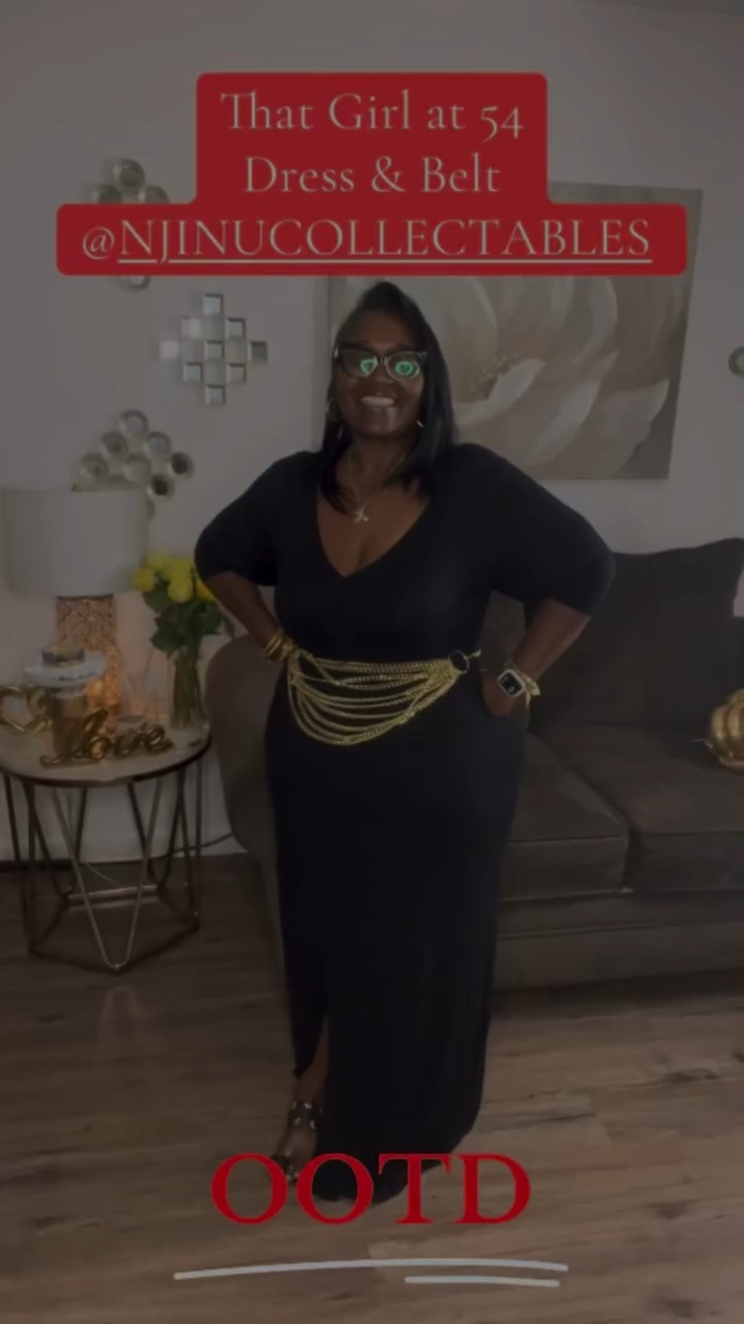 Black, gold, and bold—this maxi dress moves like money thanks to @njinu_collectables. 💃🏽✨ #50AndFine #njinucollectables #mikobelles #over50style #curvyblackdress (I don’t own the rights to the music)