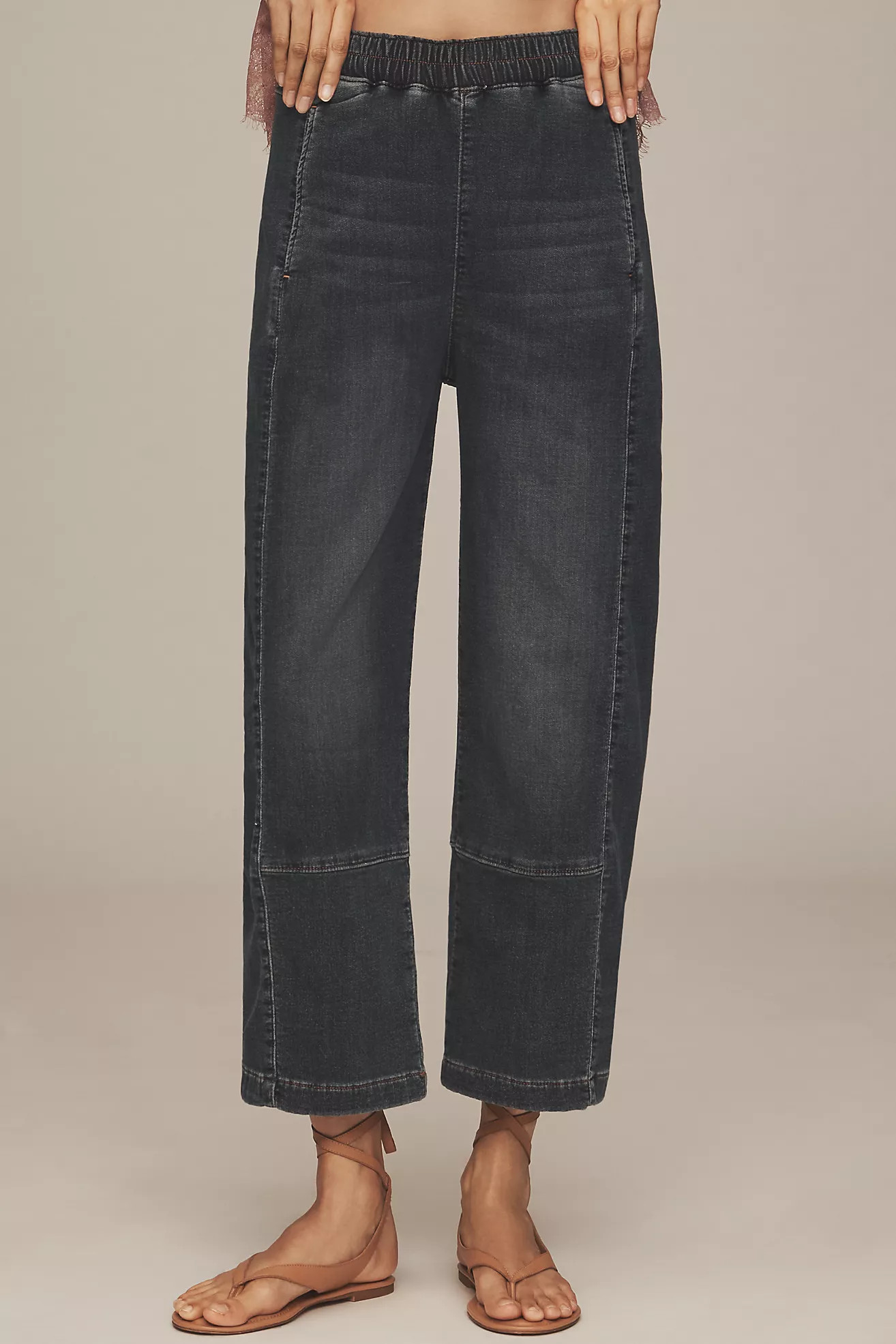 The Izzie Knit Pull-On Barrel Jeans by Pilcro | Anthropologie (US)