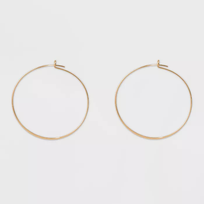 Thin Medium Hoop Earrings - A New Day™ Gold | Target