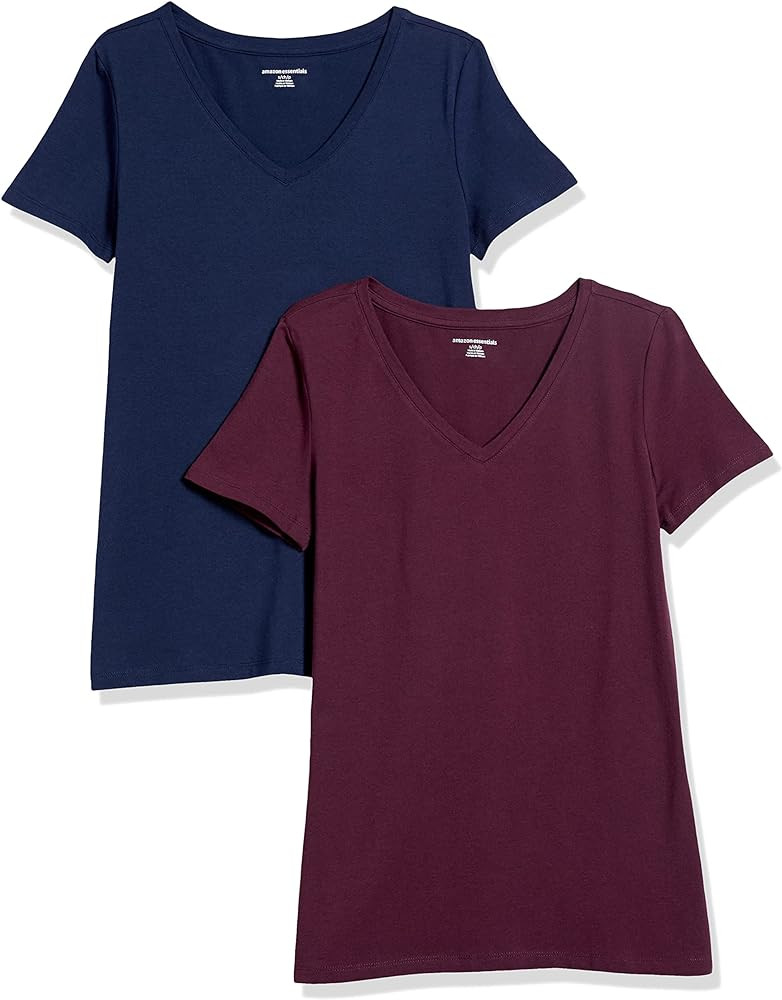 Amazon Essentials Women's Regular-Fit Short-Sleeve V-Neck T-Shirt | Amazon (US)