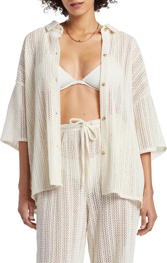 Largo Sheer Open Knit Cover-Up Shirt | Nordstrom