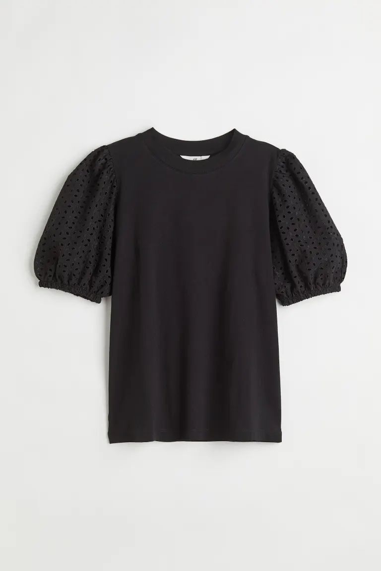 Embroidered-sleeve T-shirt | H&M (US)