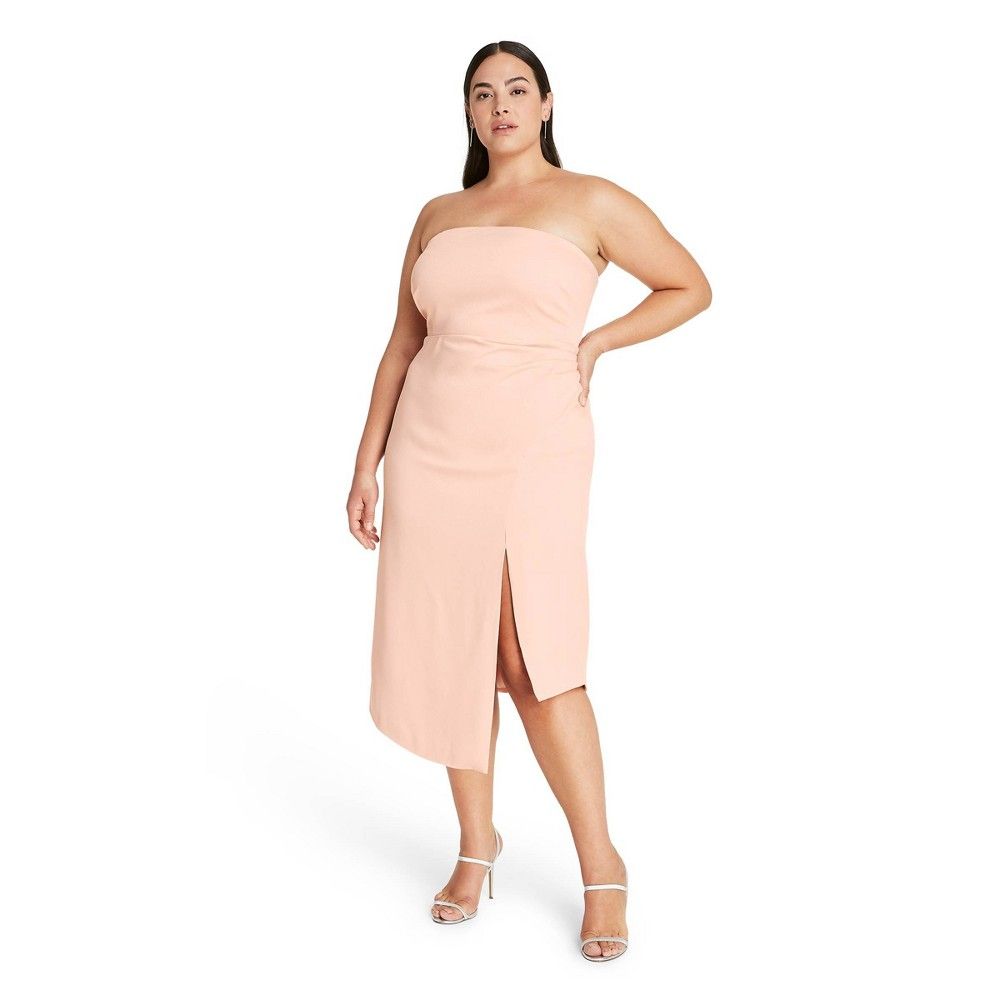 Women's Plus Size Strapless Side-Slit Dress - CUSHNIE for Target Blush Pink 18W | Target
