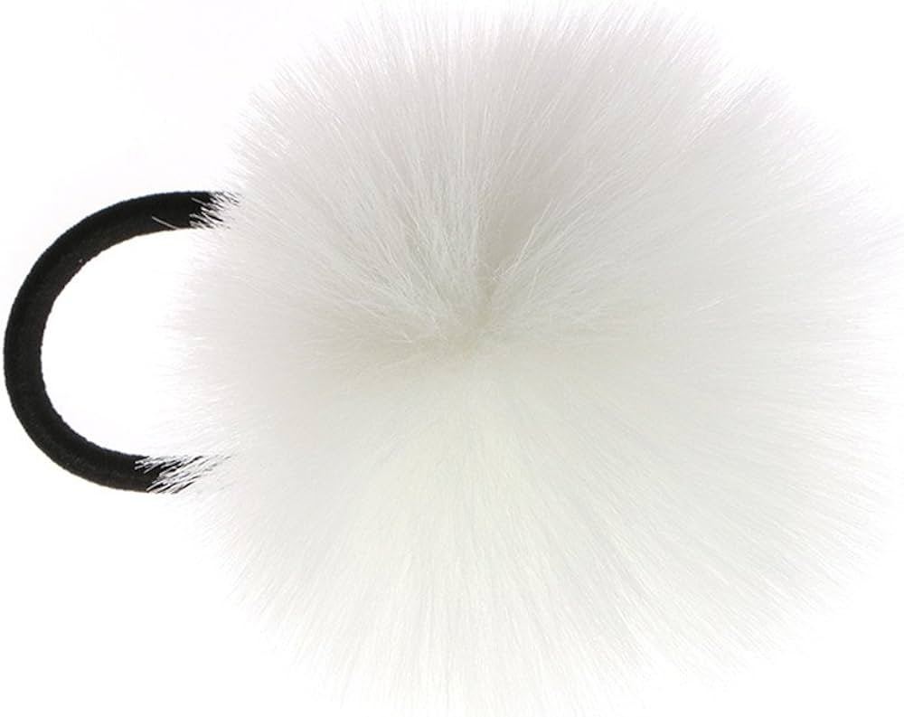 2pcs Hair Tie, Pom Pom Elastic Hair Tiles Flurry Ball Hair Ponytail Holder, Faux Rabbit Fur Hair ... | Amazon (US)